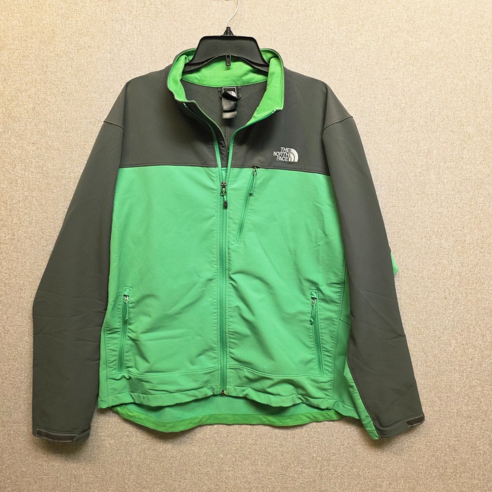 The North Face Mens XL Apex Bionic Jacket Green Gray Softshell Gorpcore